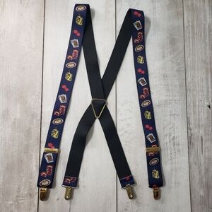 Vintage Casino Gaming Suspenders Navy Las Vegas Style Menswear